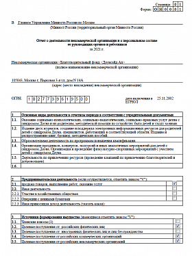 Годовой отчет 2021 года в Минюст РФ (часть 1)