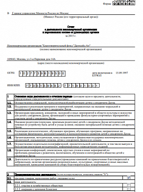 Годовой отчет 2015 года в Минюст РФ (часть 1)