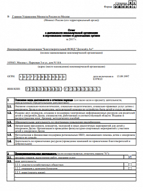 Годовой отчет 2017 года в Минюст РФ (часть 1)