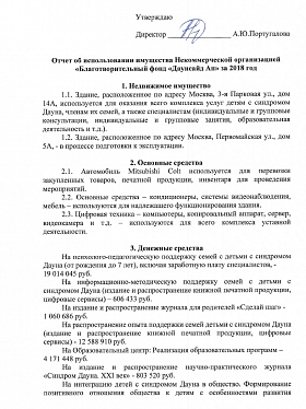 Отчет об использовании имущества «Даунсайд Ап» в 2018 году