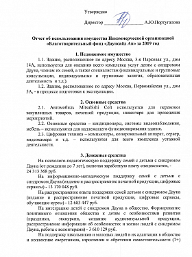 Отчет об использовании имущества «Даунсайд Ап» в 2019 году