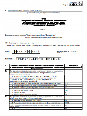 Годовой отчет 2012 года в Минюст РФ (часть 2)