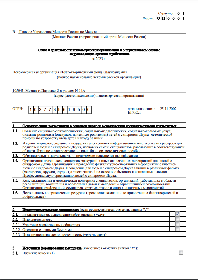 Годовой отчет 2023 года в Минюст РФ (часть 1)