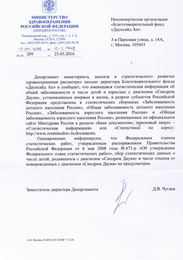 Статистика рождения детей с синдромом дауна